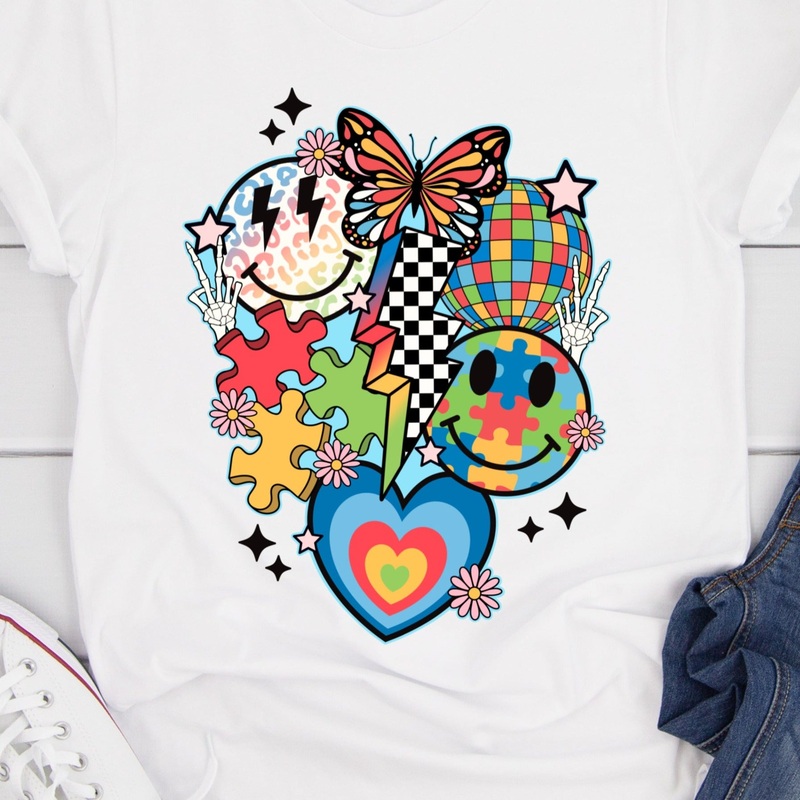 Autism Collage – DTF-Adult (11.15in) & Youth (8 in) & Infant (5 in) & Patch (4 in)