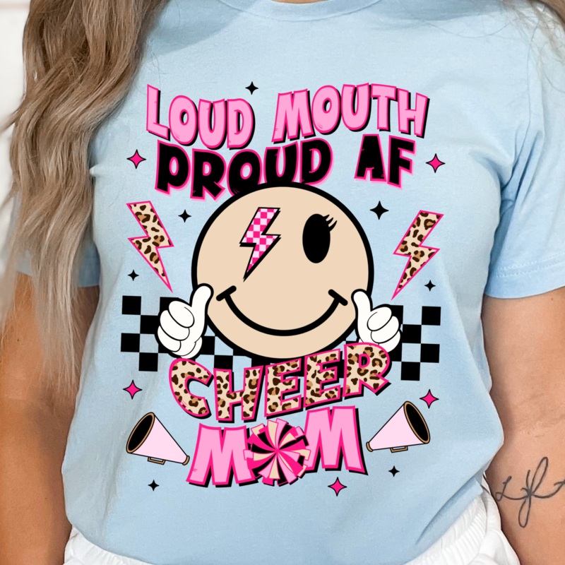 Loud Mouth Cheer Mom – DTF-Adult (11.15in) & Youth (8 in) & Infant (5 in) & Patch (4 in)
