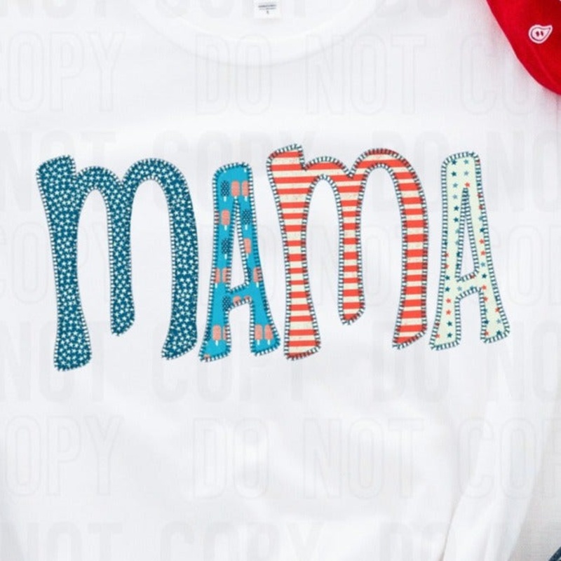 Mama 4th Stitch – DTF-Adult (11.15in) & Youth (8 in) & Infant (5 in) & Patch (4 in)